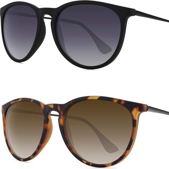 2 Pack Retro Sunglasses Womens 2024 Trendy Round Classic Glasses main image 4
